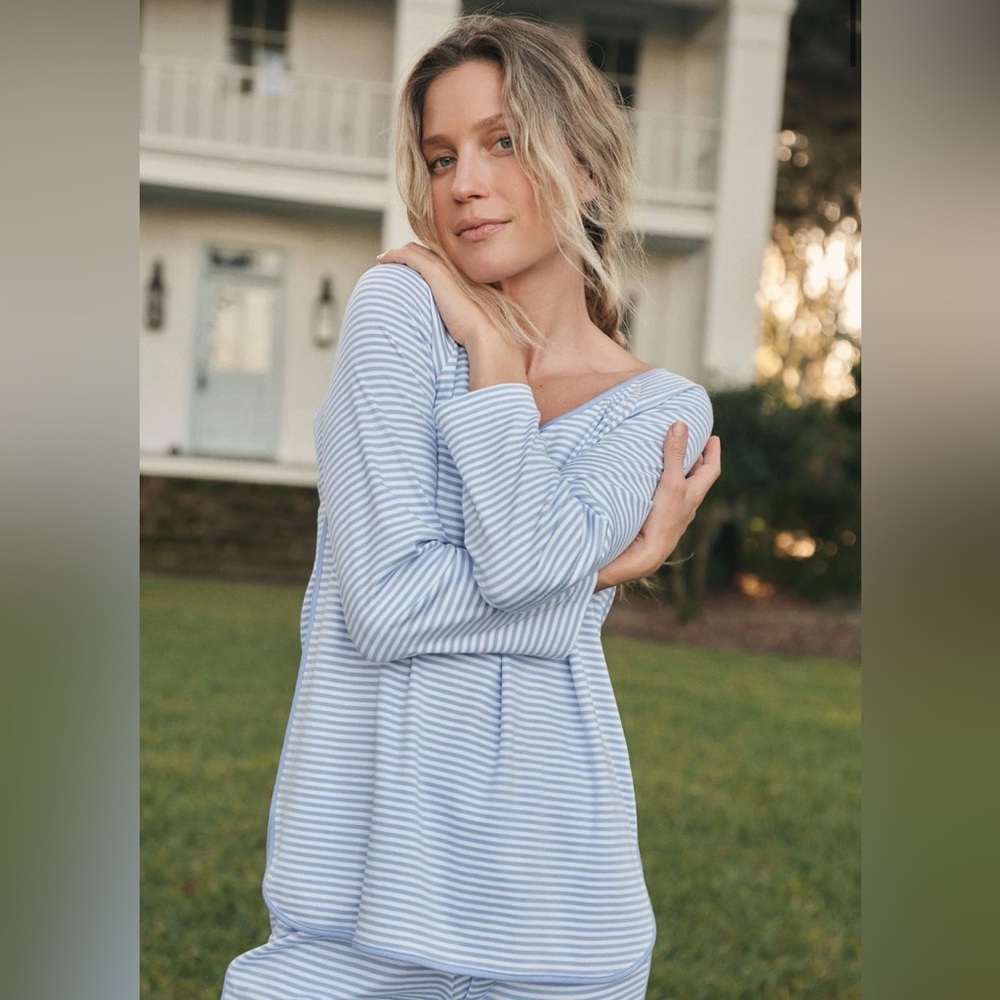 LAKE Striped Blue Pajama Set